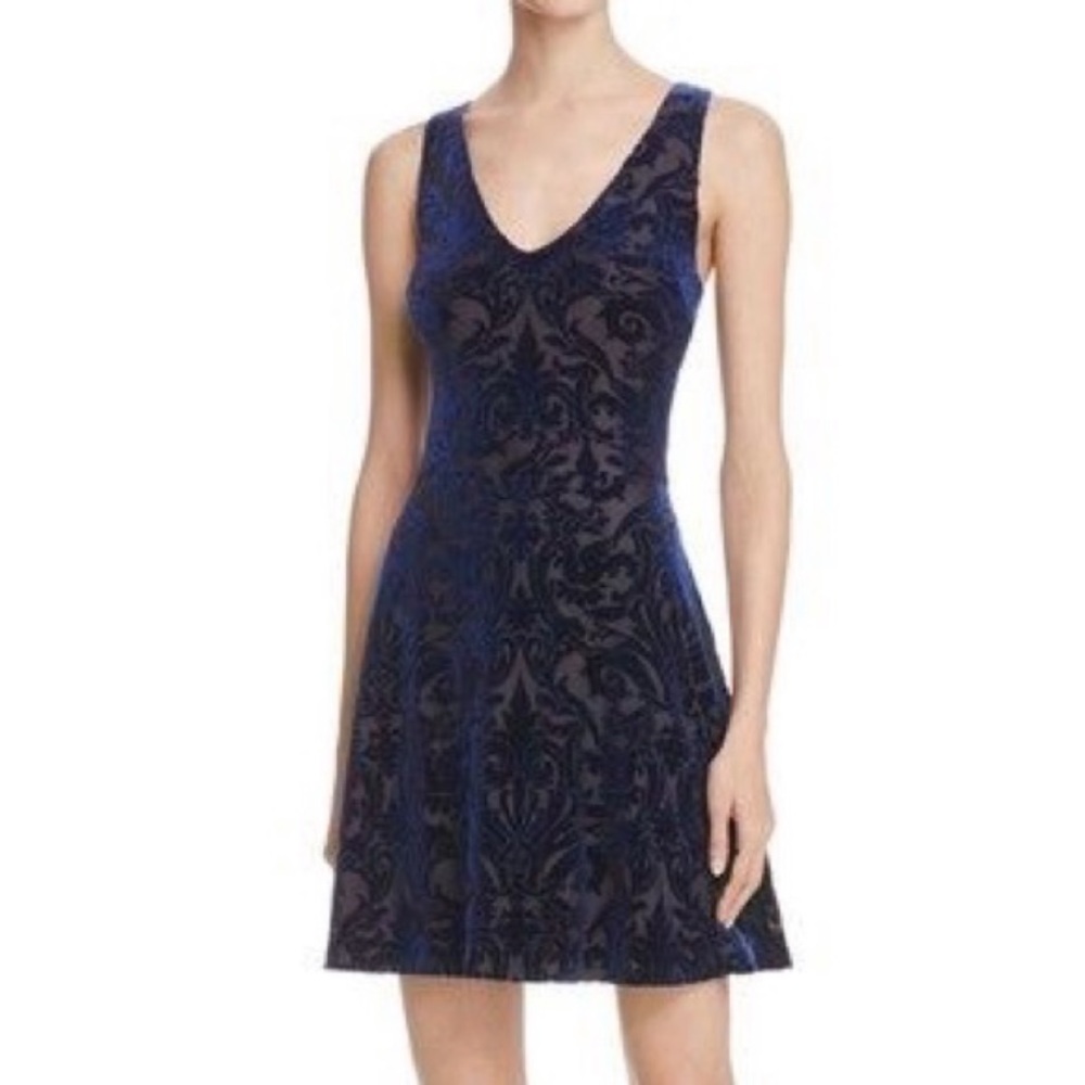 Aqua navy blue velvet dress